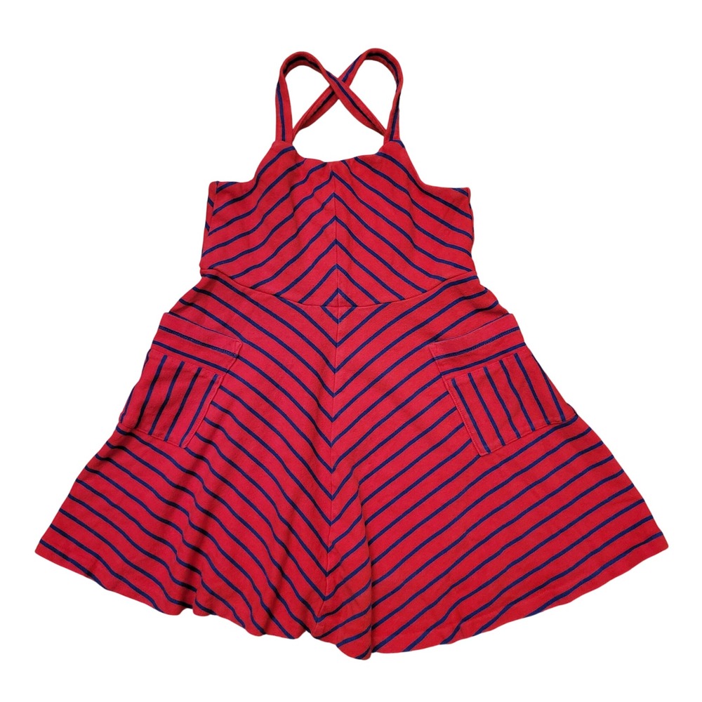 Polo Ralph Lauren Size 5 Girls Sun Dress Red Blue Stripe Chevron Pockets Summer